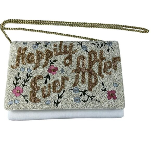 Happily Ever After Beaded Clutch Crossbody Purse Bridal Shower Wedding Gift NWT - Picture 2 of 10